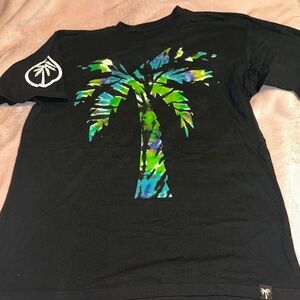 BLVD Black Tee with Colorful Palm Design